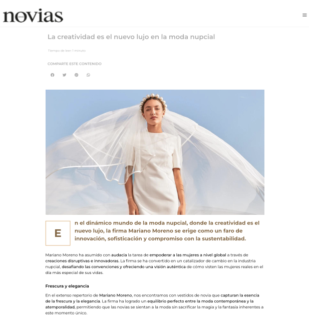 Creativity is the New Luxury in Bridal Fashion - Novias Spain (Online)