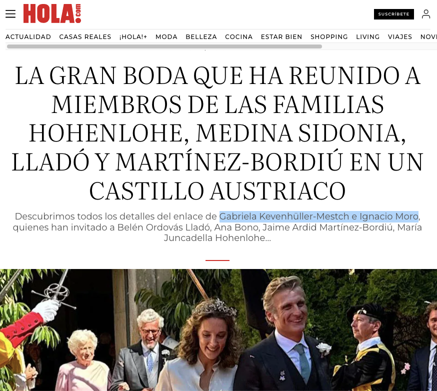 Hola! Magazine Wedding of Gabriela Kevenhüller-Mestch and Ignacio Moro